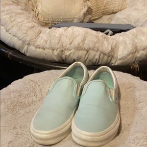 Baby blue slip on vans